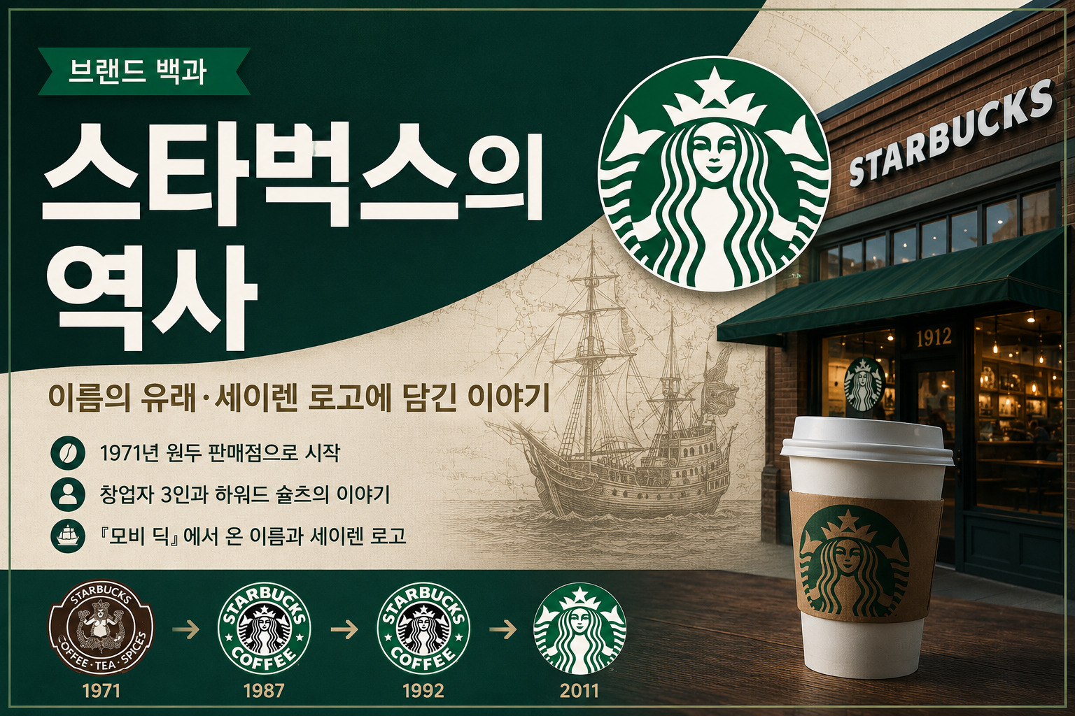 스타벅스의 역사와 이름의 유래, 세이렌 로고를 소개하는 브랜드 백과 썸네일