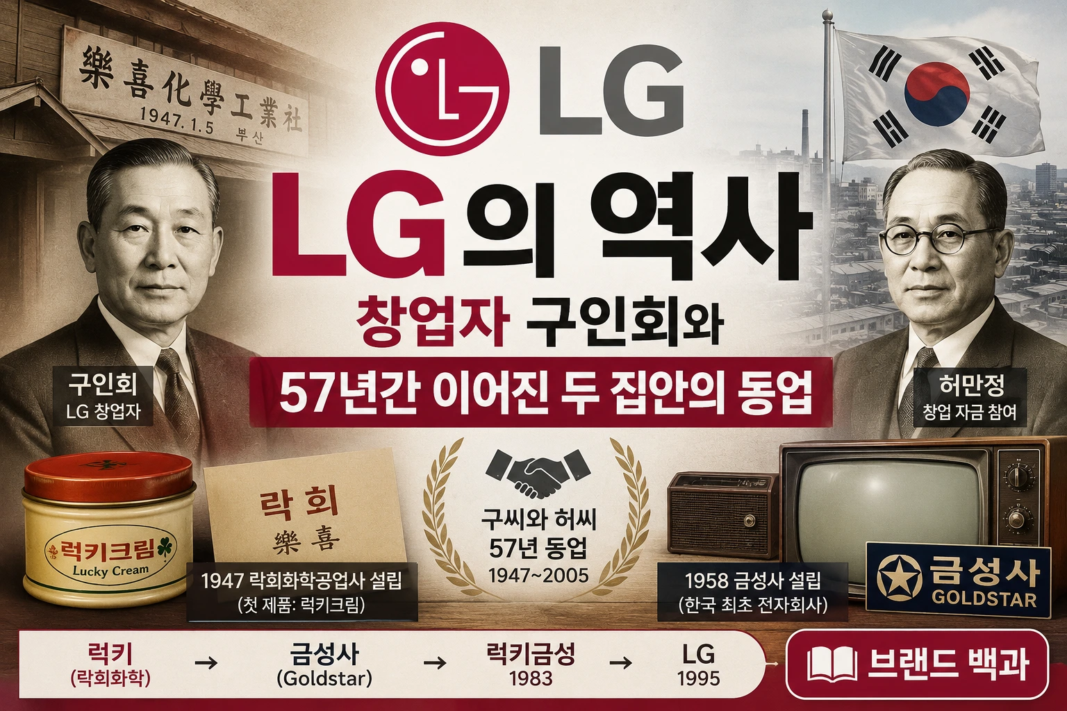 LG 창업자와 회사 역사를 정리한 브랜드 소개 이미지